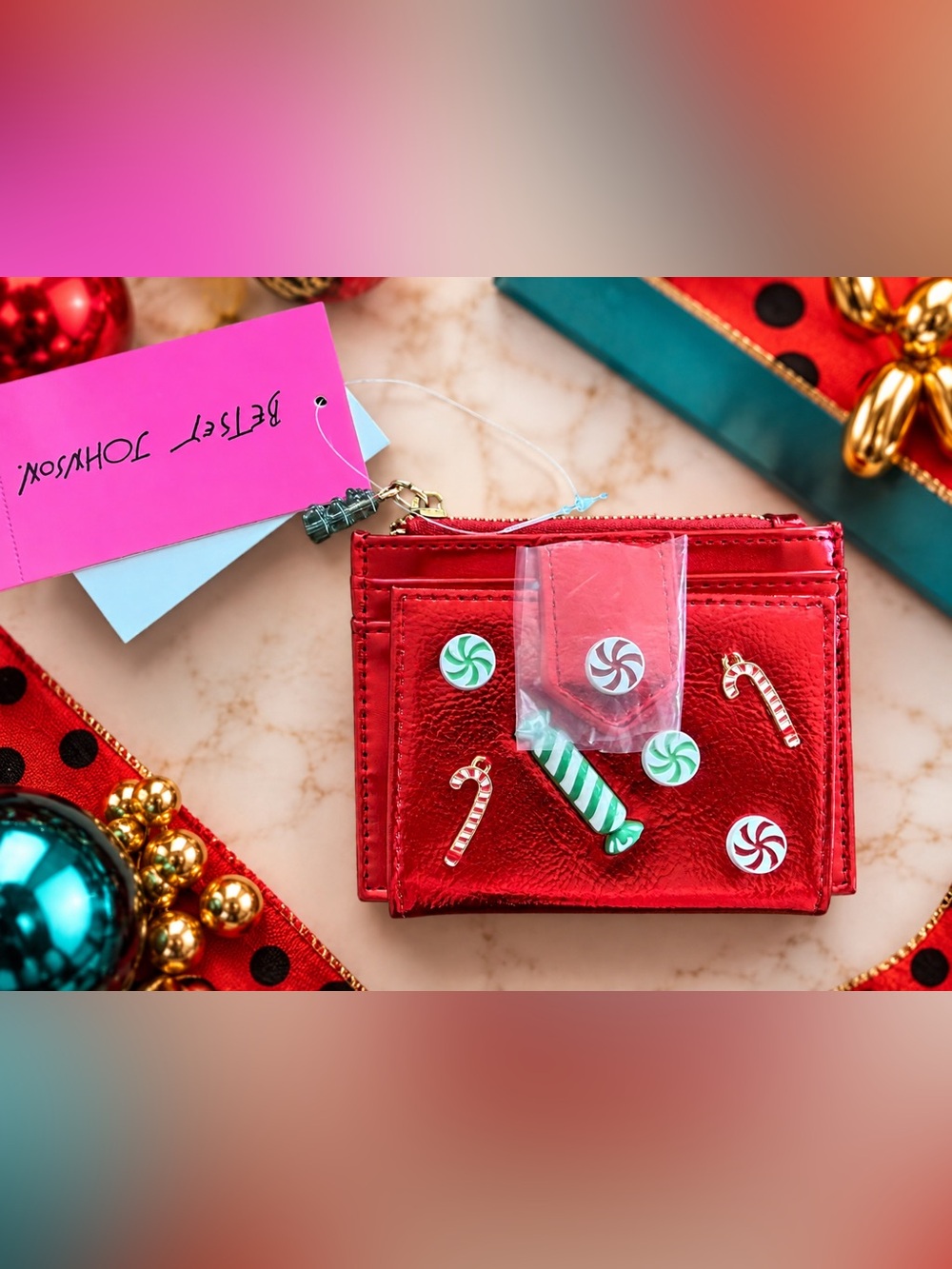 Betsey Johnson Holiday Candy Wallet Card Holder Christmas NWT